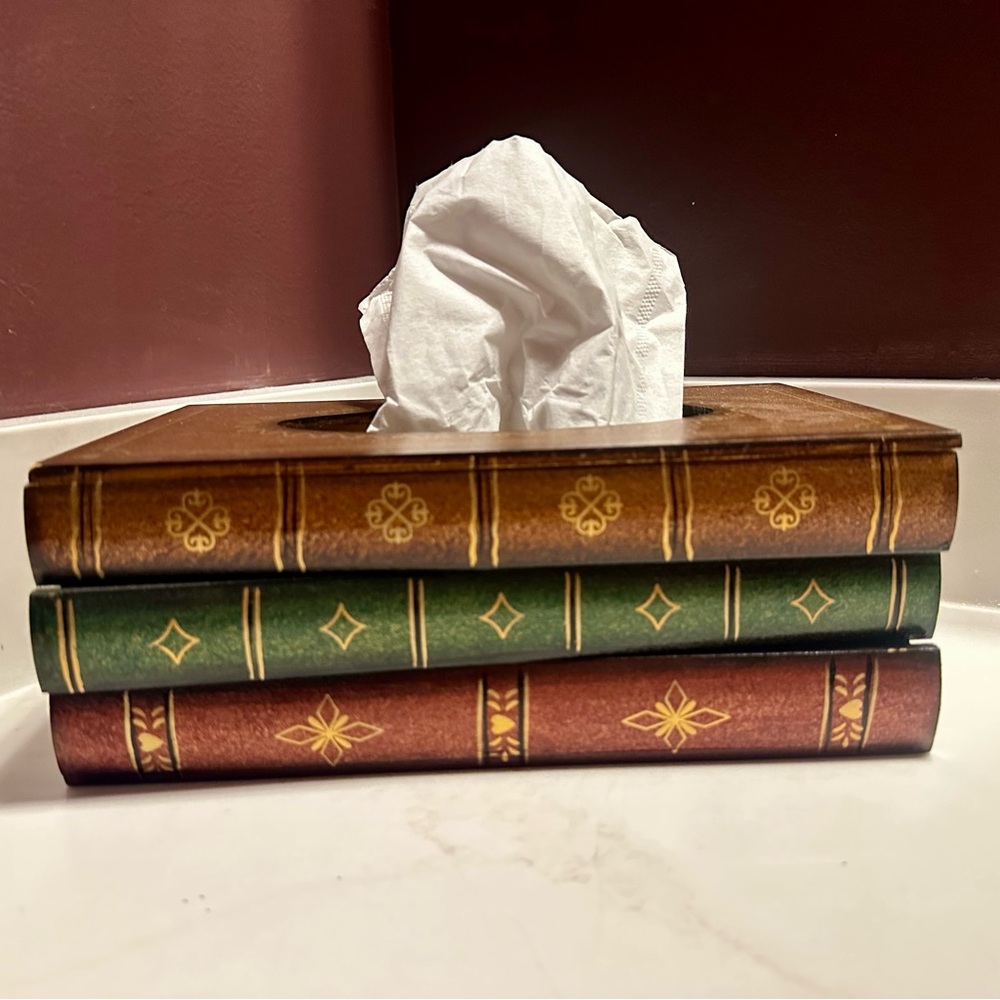 Vintage Book-Style Tissue Box Cover